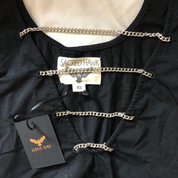 ASOS black plunge bodysuit, silver chain detailing - Picture 3 of 5